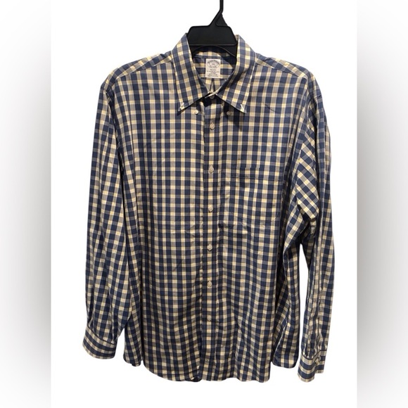 Brooks Brothers Regent Mens XXL Blue Yellow White Check Print Button Down Shirt - Picture 1 of 5